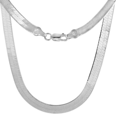 925 Sterlingsilber abgeschrägte Kanten Fischgrät Kette Halskette 5 mm 7'' bis 30''