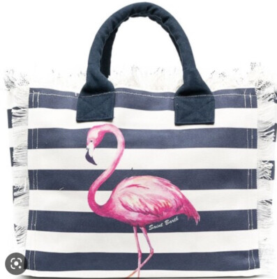 MC2 SAINT BARTH TASCHE Vanity Canvas Flamingo Streifen GROSS nicht auffindbar ECHT