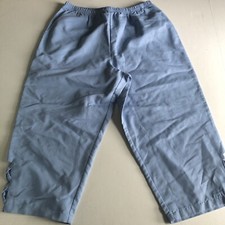 Blair Blue Crop Lattice Detail Pull On Pants Women  s Sz L A2742