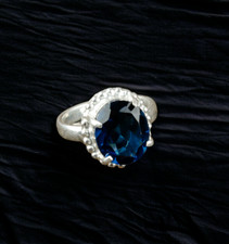 London Blue Topaz Gemstone 925 Sterling Ring Handmade Jewelry Ring For Gift