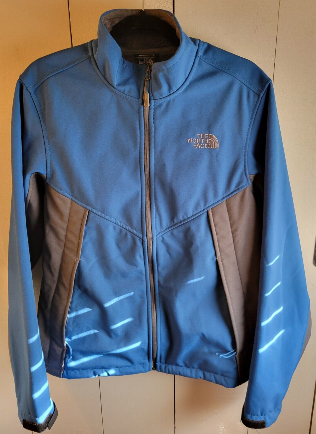 North Face Apex Chromium Thermal Fleece Jacket Blue Grey Mens Size Small
