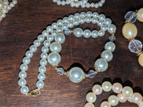Vtg Lot Modern Fancy Faux Pearl 17 Necklaces 80s 90s & 1 Bracelet - Picture 7 of 19