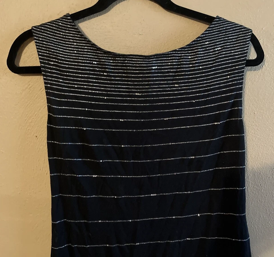 Vestido sin mangas Express para mujer a rayas negro y plateado - talla XS Foto 2 de 4