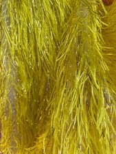Yellow Feather tinsel on mesh fabric per yard 60" wide