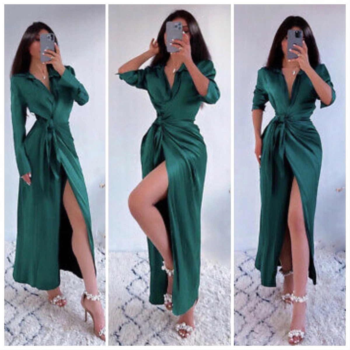 NWT ZARA SS22 LIMITED EDITION SHIRT DRESS Bottle green 7732 423