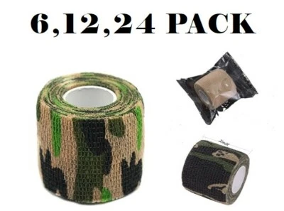 6/12/24PCS Individual Wrap Tattoo Sensi-Wrap Self Adherent 2" X 5 Yds Camouflage