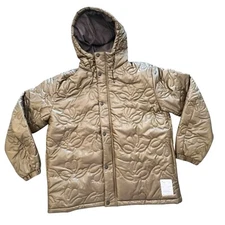 RARE Wasted Collective Recycled Nylon Puffer Jacket Coat Brown NWT Unisex XL