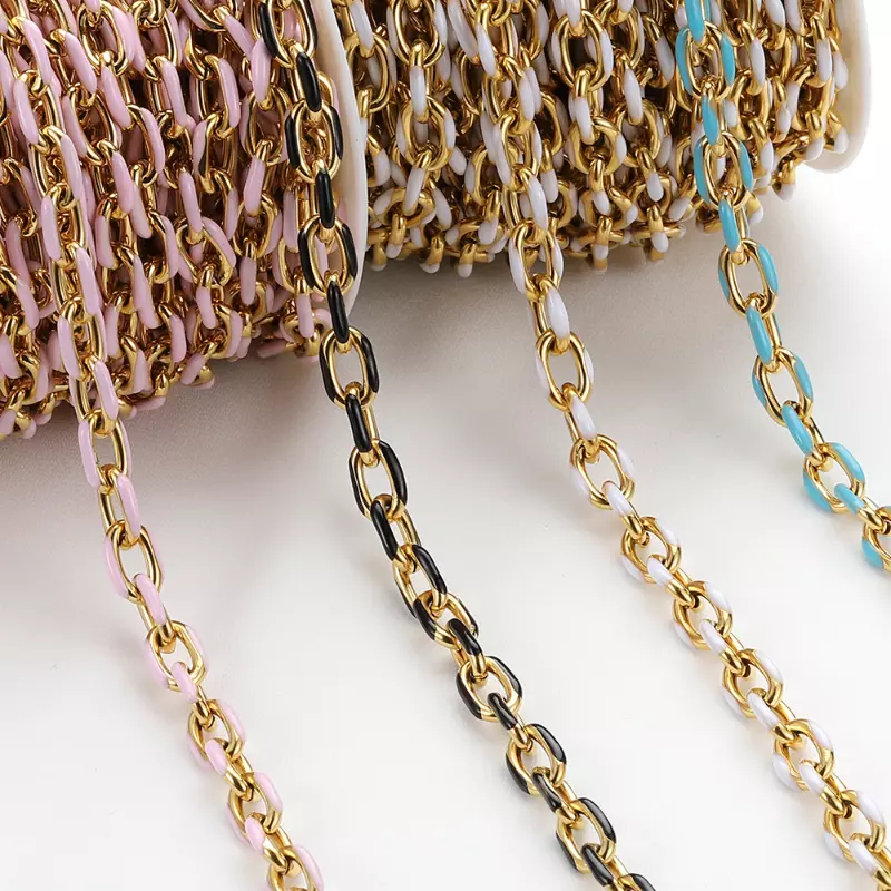 Cable de cadena de oro esmaltado de acero inoxidable de 2M eslabón abierto para hacer joyas hágalo usted mismo Foto 4 de 4