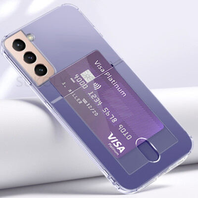 Clear Card Slot Soft Case Cover For Samsung S24 S23 S22 S21 Ultra S20 FE A55 A54
