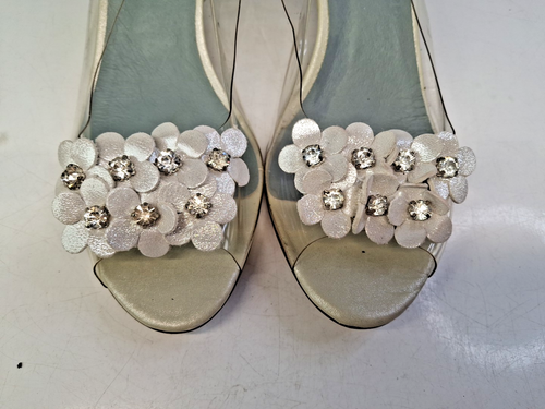 Womens See Through Heels Madison Heels UK6 EUR39 Flower Dimante Bridal J684 - Picture 5 of 8
