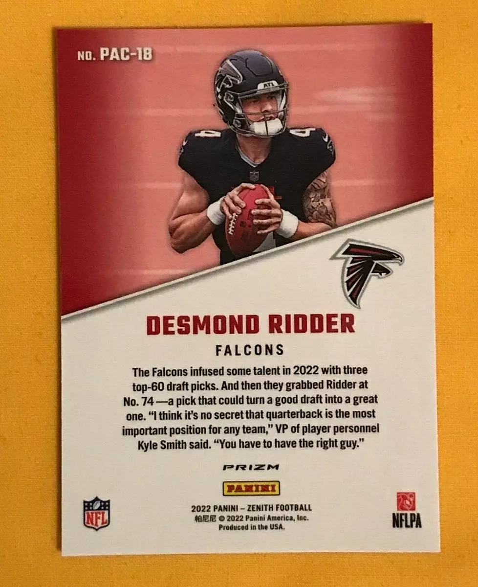 2022 PANINI ZENITH DESMOND RIDDER ROOKIE PRIZM PACIFIC -ATLANTA FALCONS PAC-18