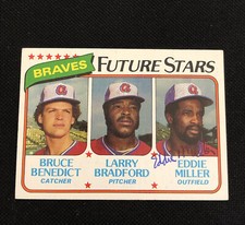 EDDIE MILLER 1980 TOPPS ROOKIE SIGNED AUTOGRAPHED CARD #675 ATLANTA BRAVES