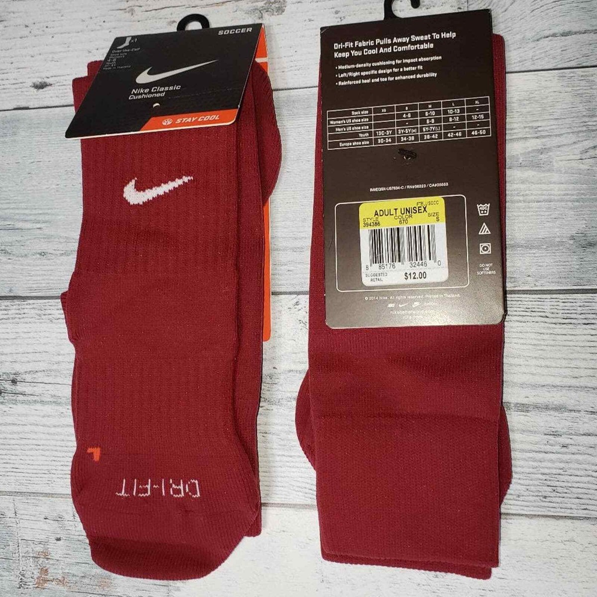 burgundy nike soccer socks