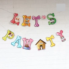 Quality Cute Pet Dog Paw Bone Hanging Banner Party Bunting Flag Birthday Decor