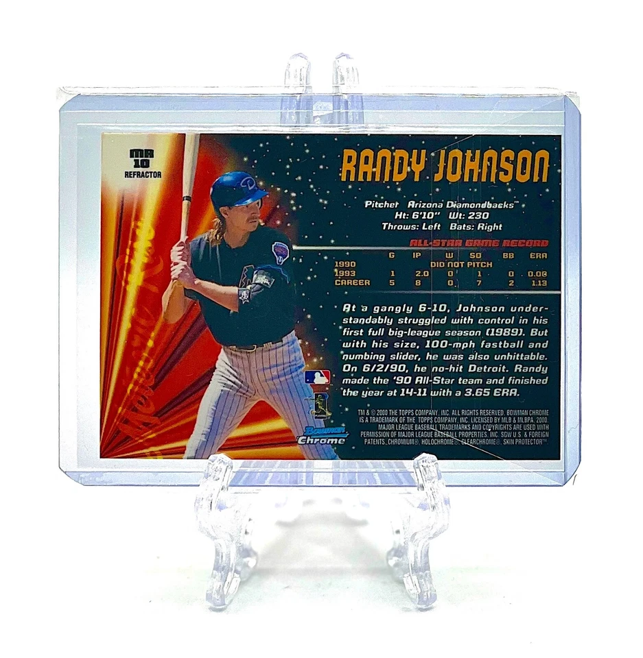 RANDY JOHNSON 2000 Bowman Chrome Baseball #MR10 METEORIC RISE REFRACTOR INSERT - Image 2 of 2