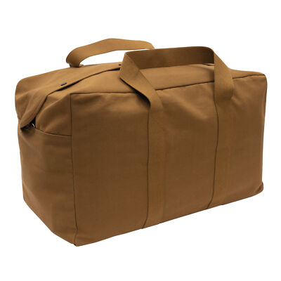 Canvas Parachute Cargo Bag In Work Brown 24''x15''x13'' - Twin Handle Duffle Bag