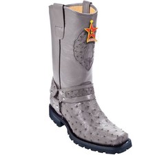 LOS ALTOS GRAY GENUINE OSTRICH MOTORCYCLE BIKER WESTERN COWBOY BOOT EE 55T0309