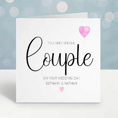 Personalisierte Hochzeitskarte Braut & Bräutigam, am Hochzeitstag, besonderes Paar