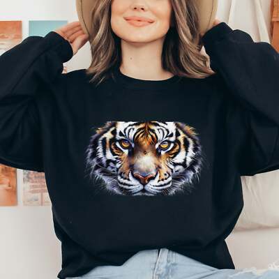 Wild life tiger Unisex Sweatshirt Black Navy Dark Heather