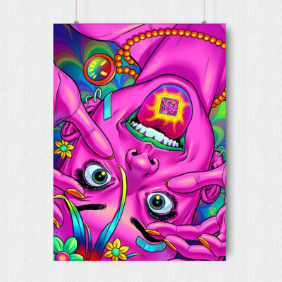 TRIPPY GIRL PSYCHEDELIC FANTASY POSTER WALL ART PRINT TRIP A3 A4 SIZE ...