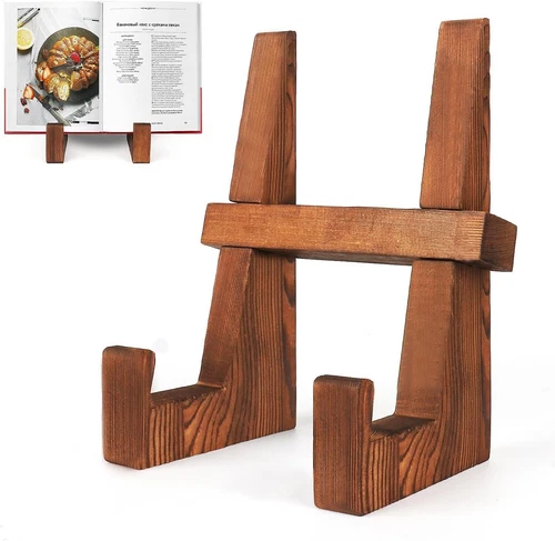 Cookbook Stand for Kitchen - 8.8 inch Wooden Cookbook Holder for Kitchen Counter - Picture 1 of 6