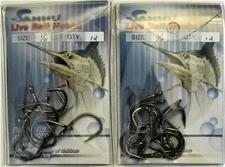 Five (5) Packs Sanhu Fishing 4X Live Bait Fish Hooks 12 Per Pack Size 1/0