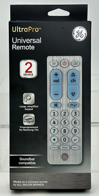 GE UltraPro Universal Remote 2 Device Brushed Silver TV, Cable, Soundbar, Etc.
