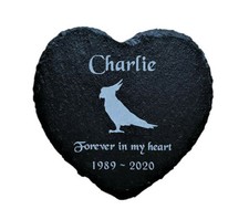 Personalised Engraved Slate Heart Pet Memorial Grave Marker Plaque Bird Parrot