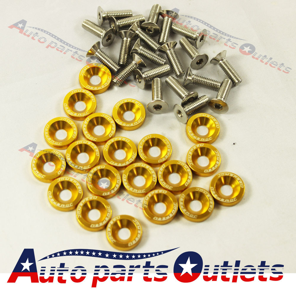 20PC GOLD JDM BILLET ALUMINUM FENDER BUMPER WASHER/BOLT ENGINE - Foto 4
