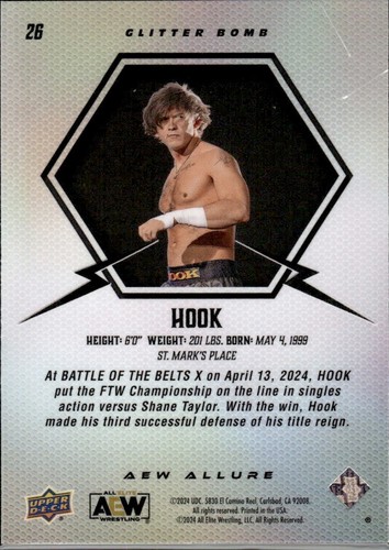 2024 Upper Deck AEW Allure Hook Glitter Bomb SP 26 - Picture 2 of 2