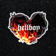 Hellboy Barbed Wire Heart Flames Sticker