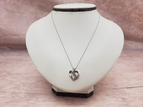 Necklace WG Women 18" Rope Chain, 1.49DWT 14k White Gold, Heart Pendant - Picture 1 of 6