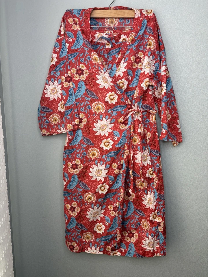 Garnet Hill Pima хлопок маленький пижамы комплект кимоно халат сна брюки женщин - Изображение 2 из 4