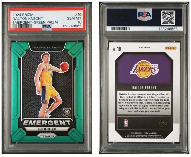 2024 Prizm Dalton Knecht RC Emergent Green Prizm PSA 10 Lakers low pop