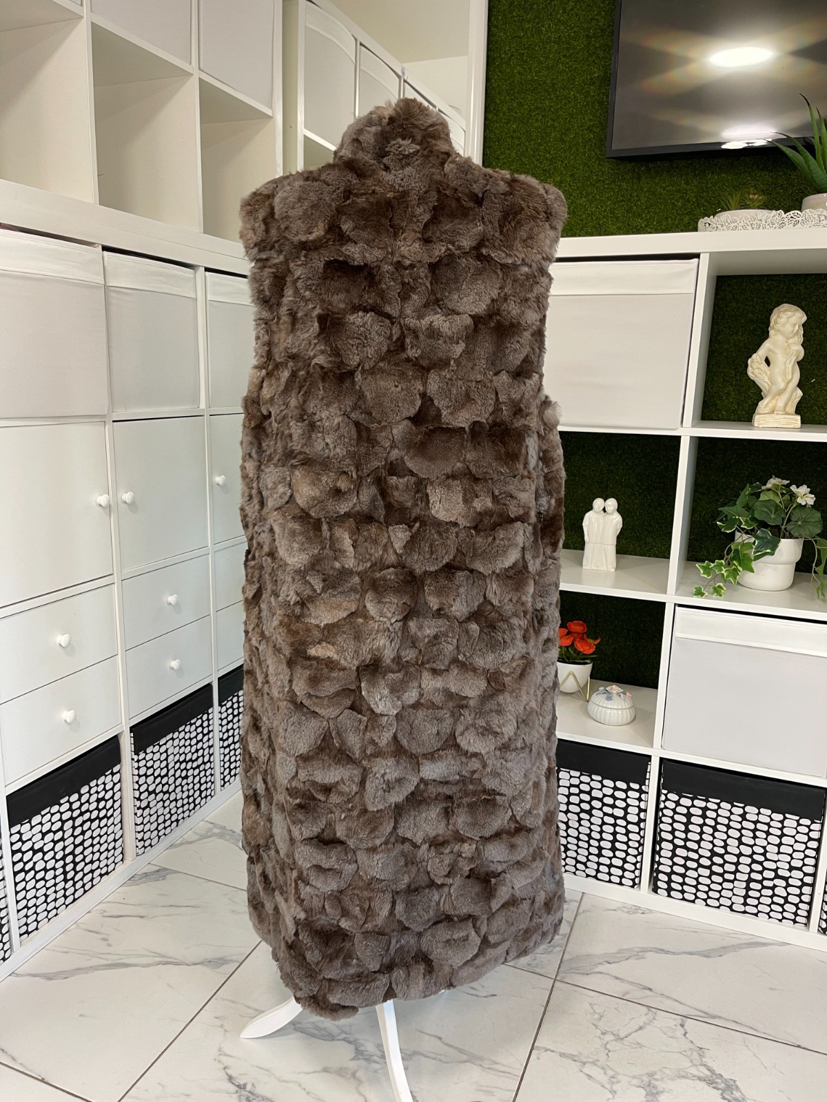 Cap Ferrat Vintage Long Rabbit Patchwork Fur Vest… - image 3