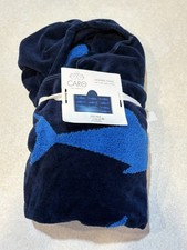 CARO Home Kids Coastal Blue Shark Pool Beach Hooded Towel  27” x 50” NWT
