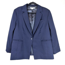 Pendleton Virgin Wool Blazer Womens 18P Navy Career Jacket USA Tailored Classic