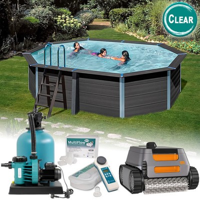 Avantgarde Composite Pool Oval 524x386 cm Set Sandfilter Poolroboter Folie 0,6