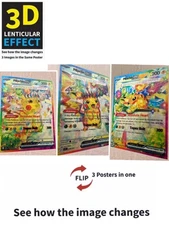 Pokémon-Mega Pikachu-3D Poster 3D Lenticular Flip Effect,3 In One