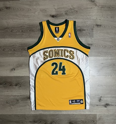 vintage Reebok Seattle Supersonics Jersey Authentic Sz 40 M Yellow NBA - 第 1/6 張圖片