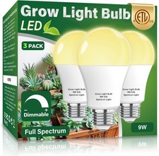 3 Pack Full Spectrum Grow Light Bulbs,A19 Grow Lights for Indoor Plants,Dimmable