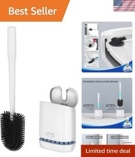 Toilet Bowl Brush and Holder, Wall Mounted Toilet Brush, White Automatic li...