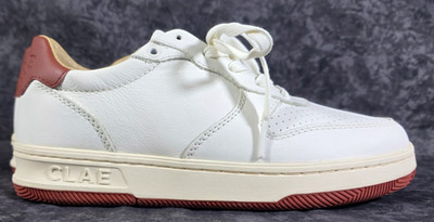 Mens CLAE Malone Sneakers White Red Leather Lace-Up Comfort Casual Size 4