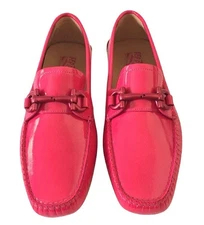 Salvatore Ferragamo Women Parigi Driving Shoe Patent Pink Bit Loafer Size 9M