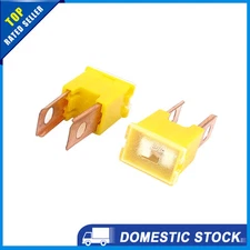 Universal Car 60A 32V Male PAL 2 Straight Blade Slow Blow Fuse Yellow Pack of 2