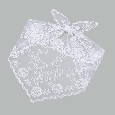 Solid Lace Trim Scarf Four Seasons Triangle Women Hollow Embroidery Hair Wrap