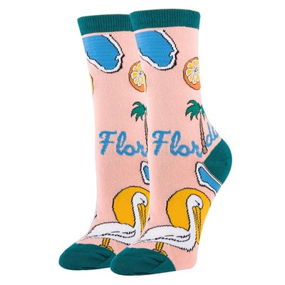Oooh Yeah Women s Funny Crew Socks, Florida Gift Souvenir, Shoe Size 5 10