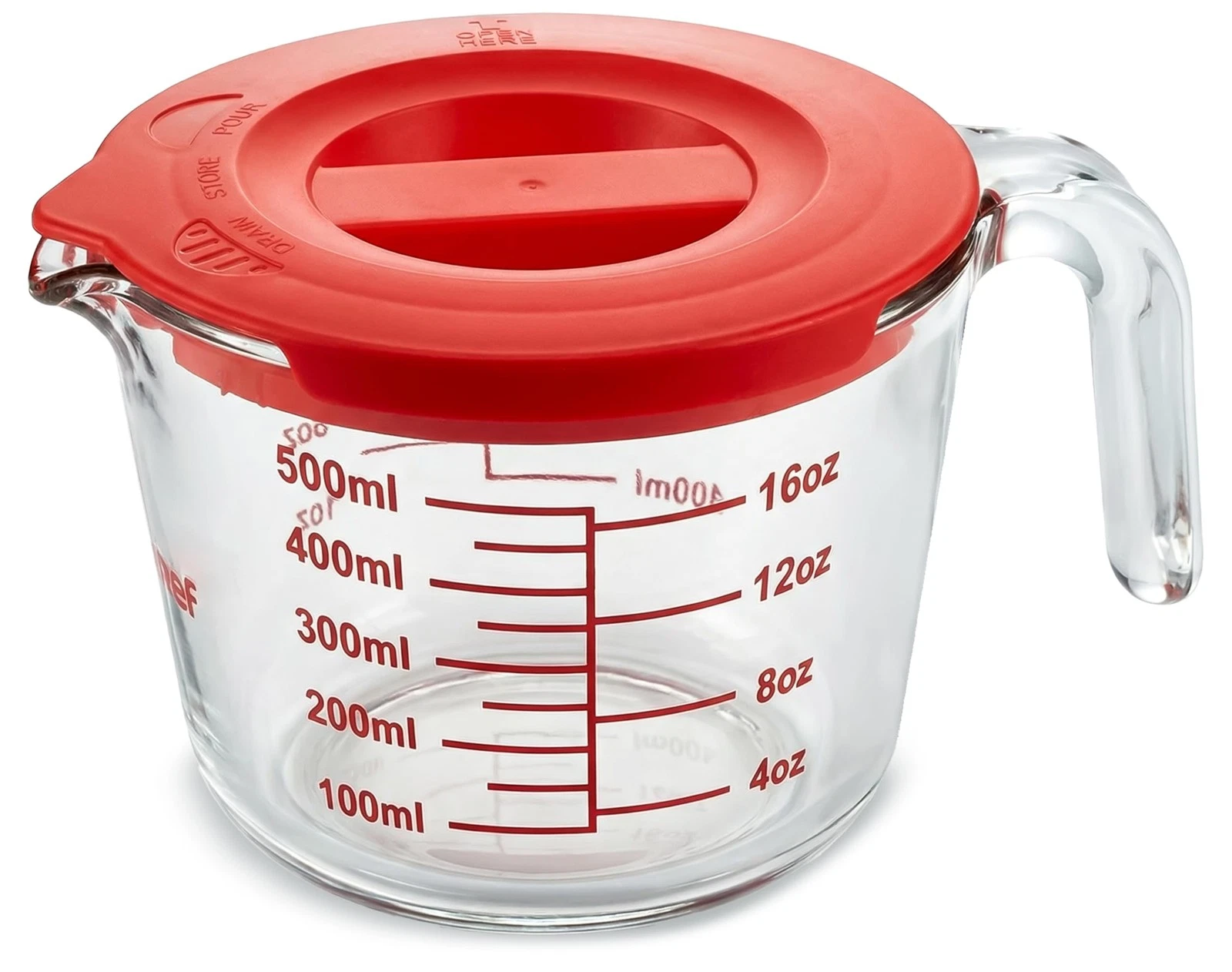 Glass Measuring Cup with Lid 2 Cups 19 oz Heat Resistant Borosilicate Kitchen Ba