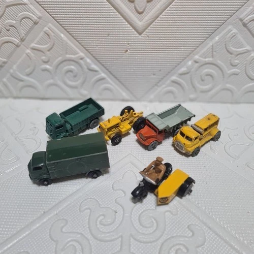 vintage dinky AA Motorcycle sidecar & old matchbox  diecast etc lot 34