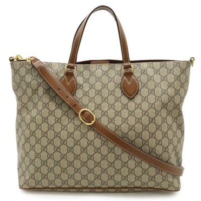 GUCCI GG Supreme Tote Bag Shoulder Leather Beige Brown 453705 GZl1fpcj